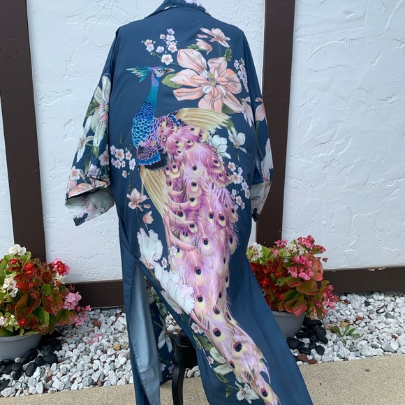 New Gorgeous Bohemian Floral Print Kimono Duster - Picture 14 of 16